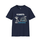 0 SHOTS - 100% Confidence T-Shirt - soccer fan t-shirt | GoalRush Studio