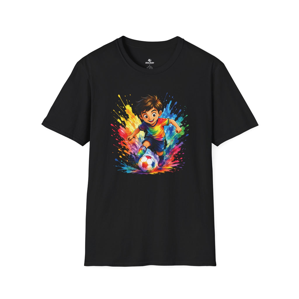 Colourful Cartoon Soccer Boy Graphic T-Shirt