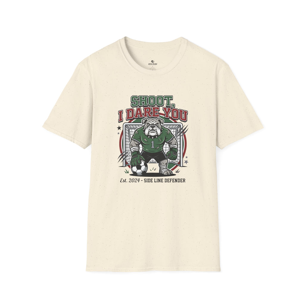 Bulldog Goalkeeper Shoot I Dare You Soccer Graphic T-Shirt