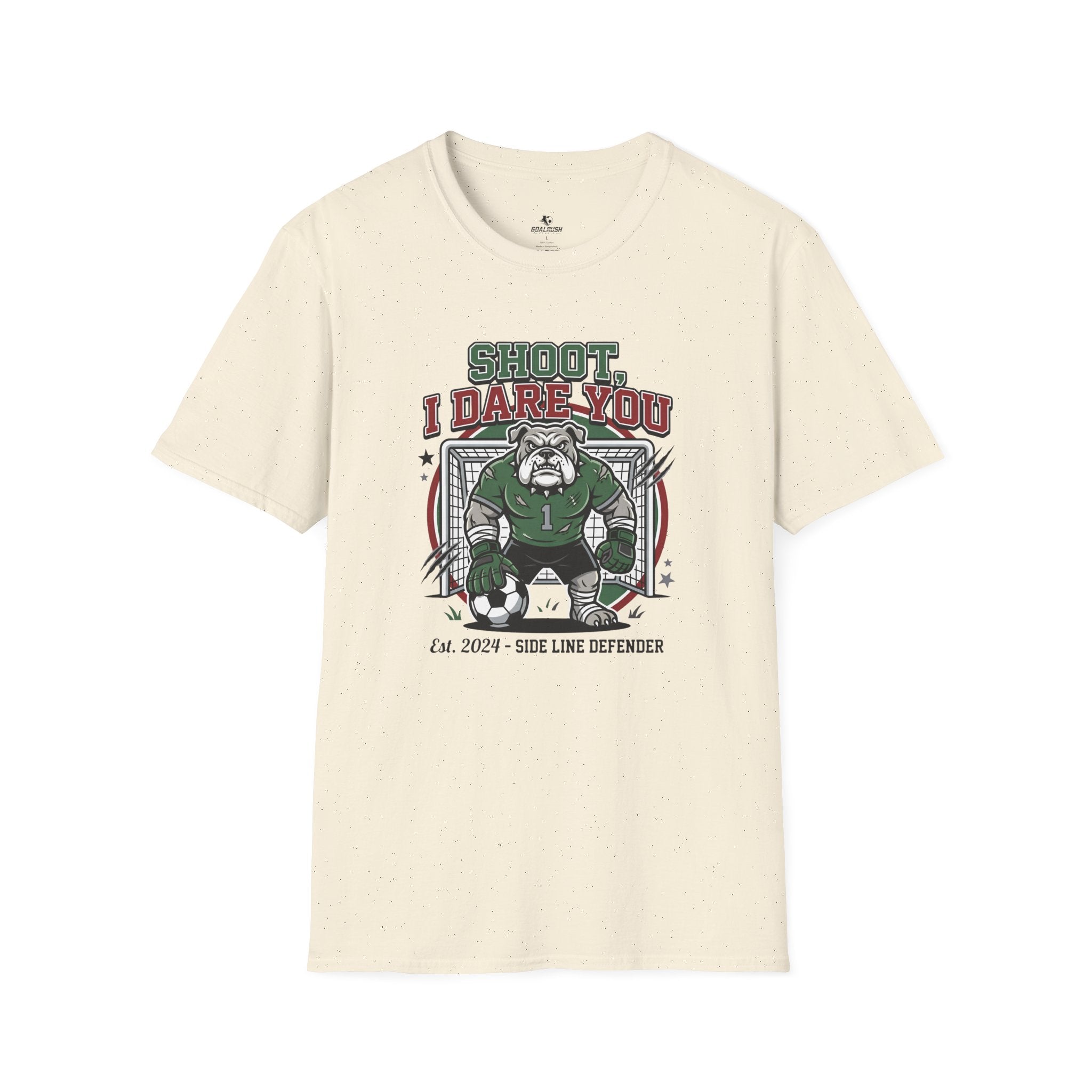 Bulldog Goalkeeper Shoot I Dare You Soccer Graphic T-Shirt