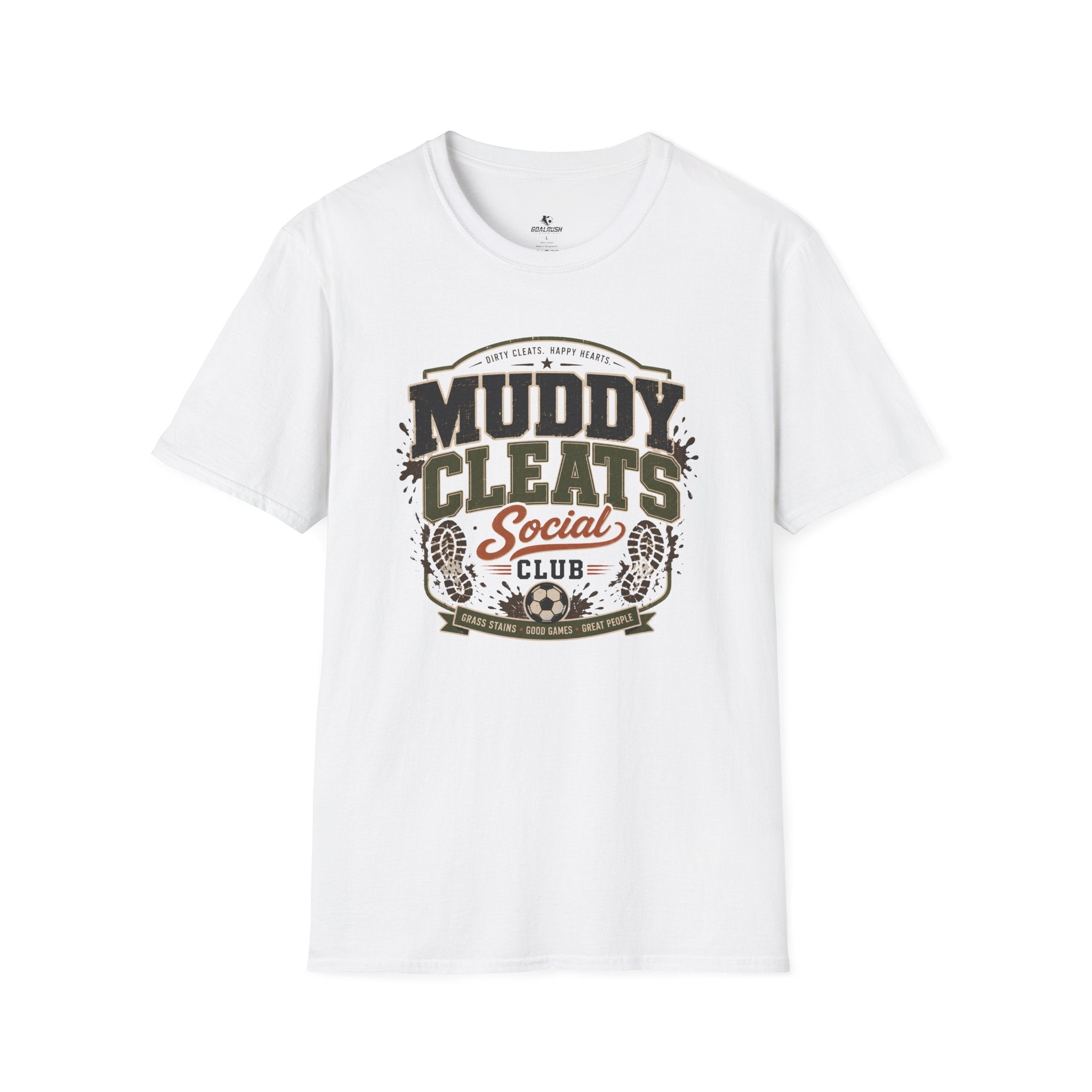 Muddy Cleats Social Club  Funny Soccer T-Shirt