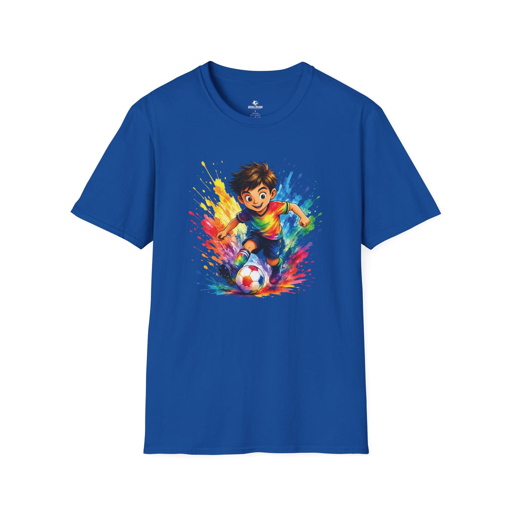 Colourful Cartoon Soccer Boy Graphic T-Shirt