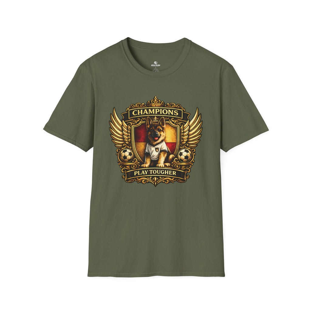 German Shepherd Champions Play Tougher Soccer T-Shirt