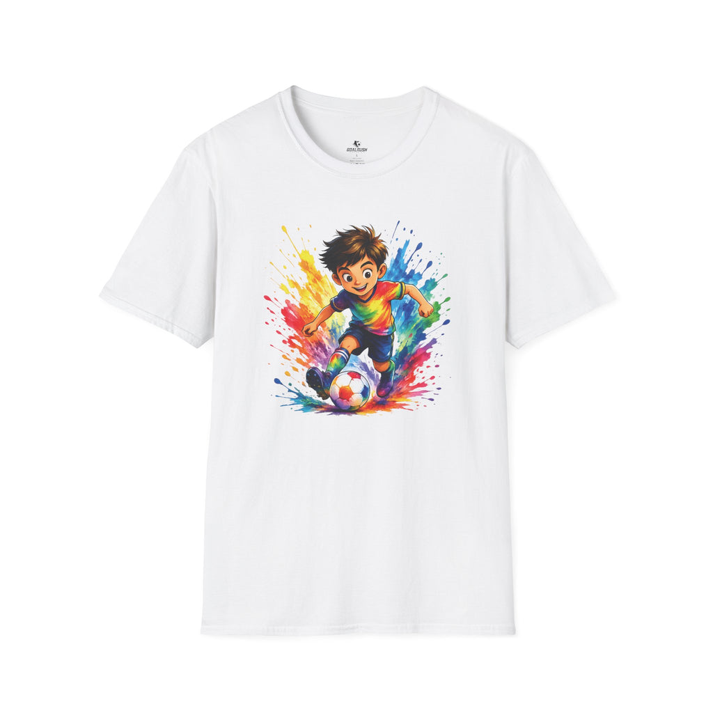 Colourful Cartoon Soccer Boy Graphic T-Shirt