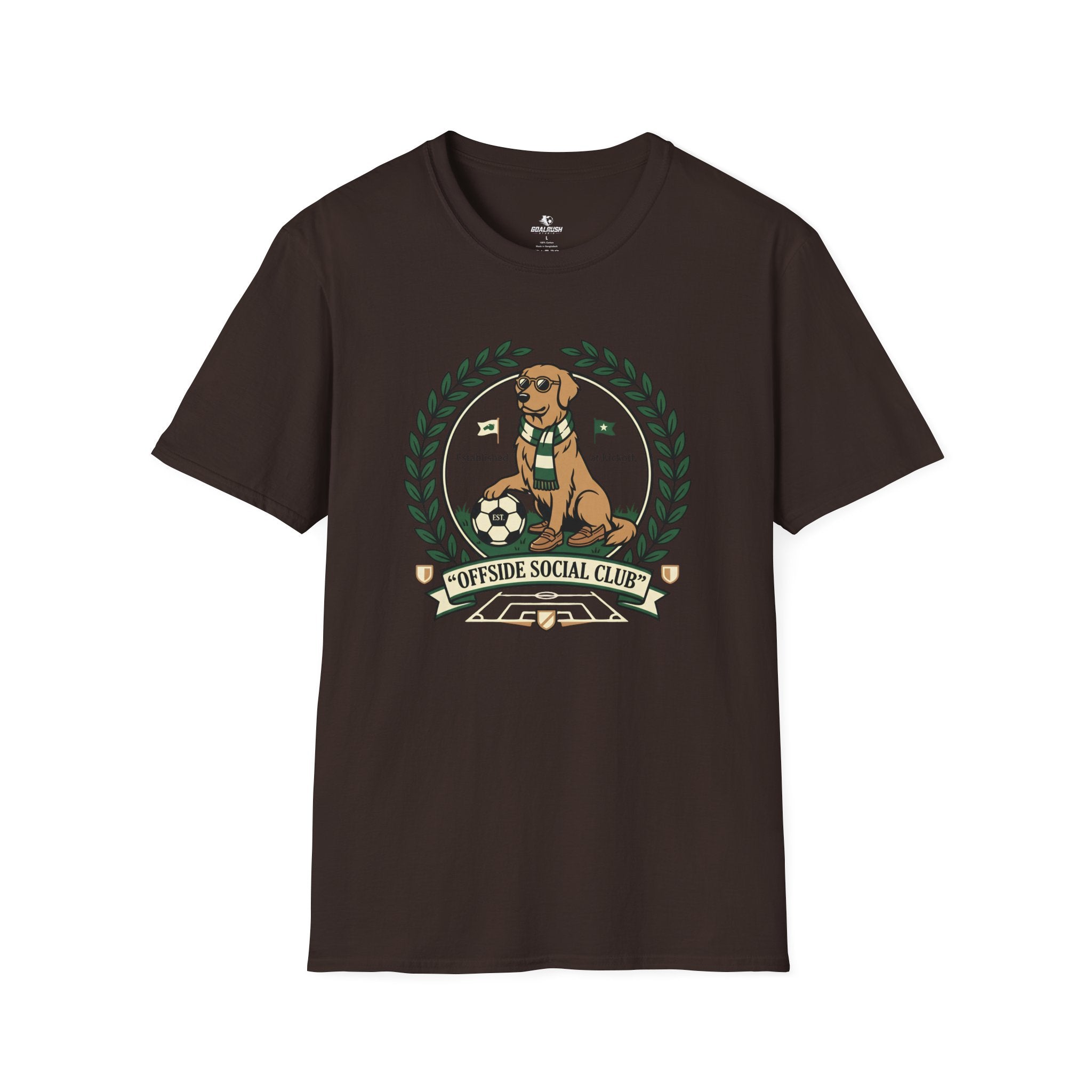 Golden Retriever Offside Social Club Soccer T-Shirt