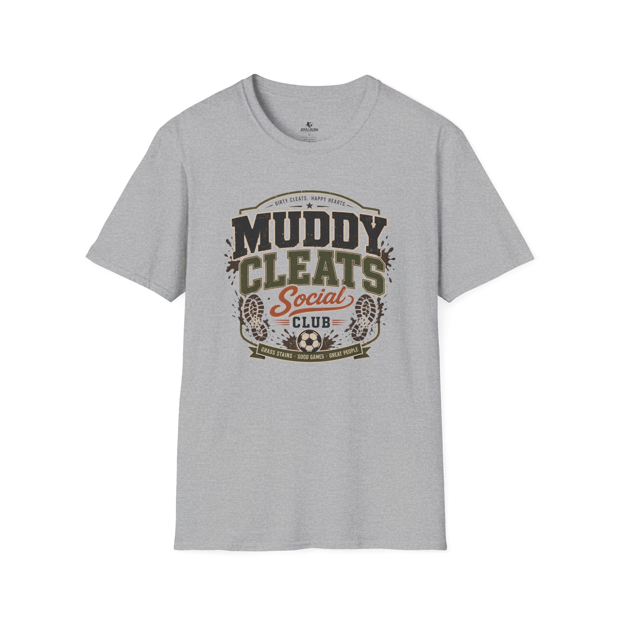 Muddy Cleats Social Club  Funny Soccer T-Shirt