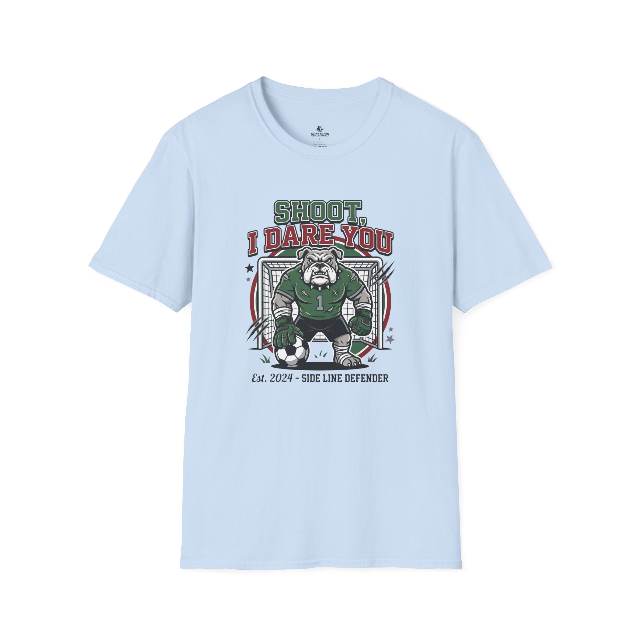 Bulldog Goalkeeper Shoot I Dare You Soccer Graphic T-Shirt