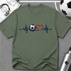 3D Ball and Heart Line Design - Colour T-Shirt - soccer fan t-shirt | GoalRush Studio