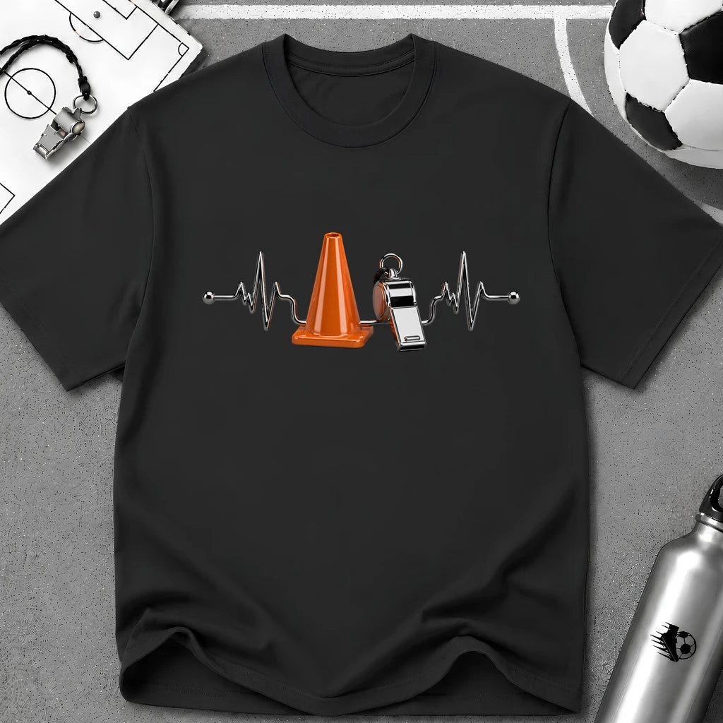 3D Cone and Whistle Line Design T-Shirt - soccer fan t-shirt | GoalRush Studio