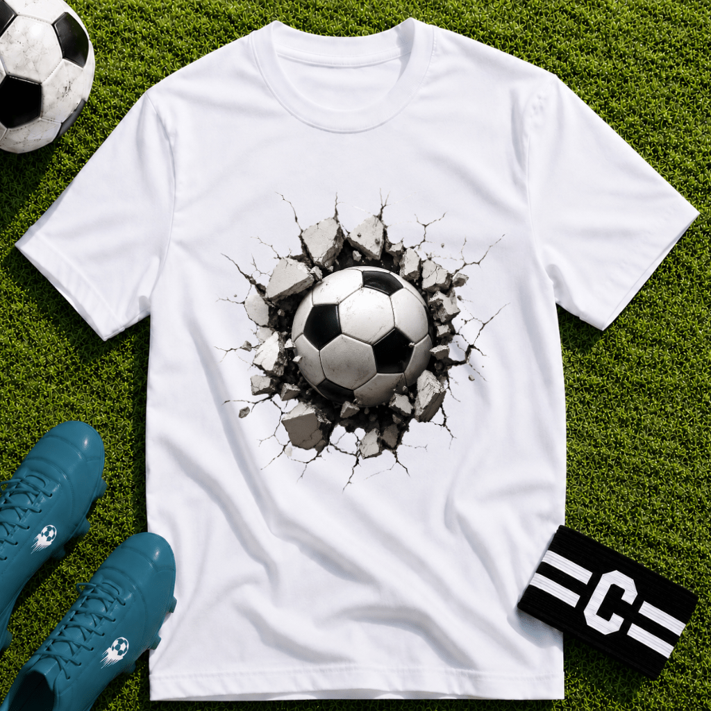 3D Football Breakthrough T-Shirt - soccer fan t-shirt | GoalRush Studio