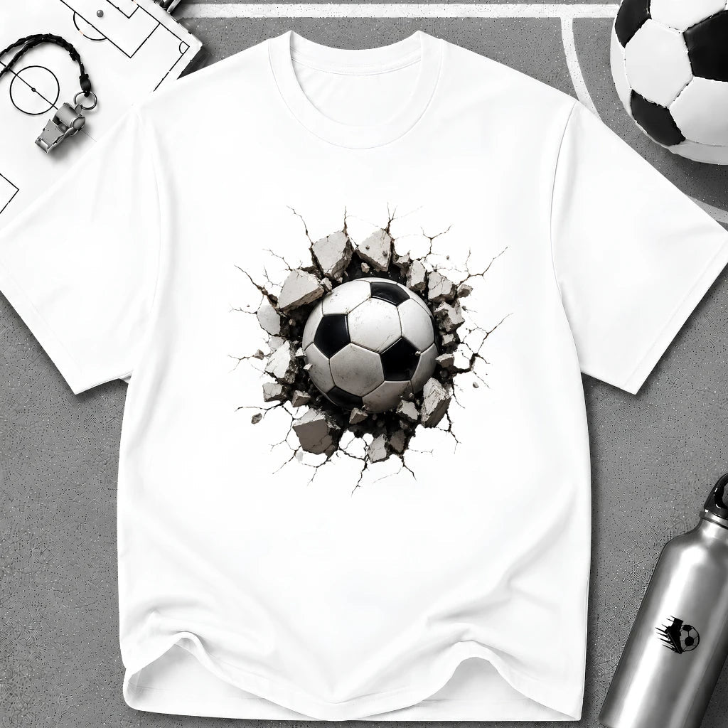 3D Football Breakthrough T-Shirt - soccer fan t-shirt | GoalRush Studio