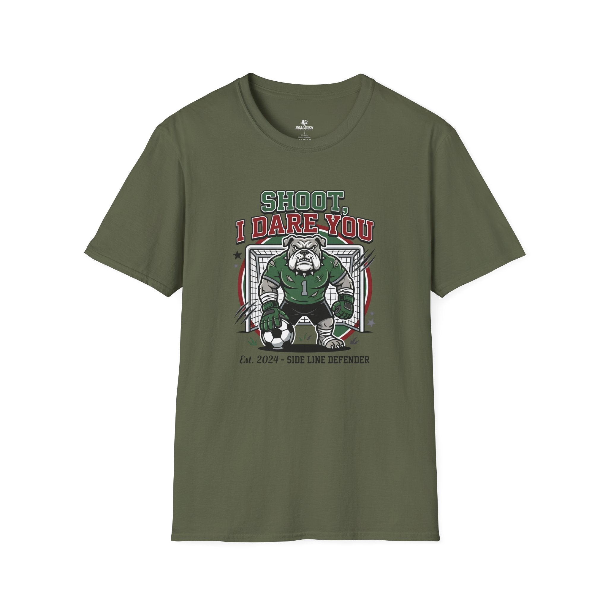 Bulldog Goalkeeper Shoot I Dare You Soccer Graphic T-Shirt