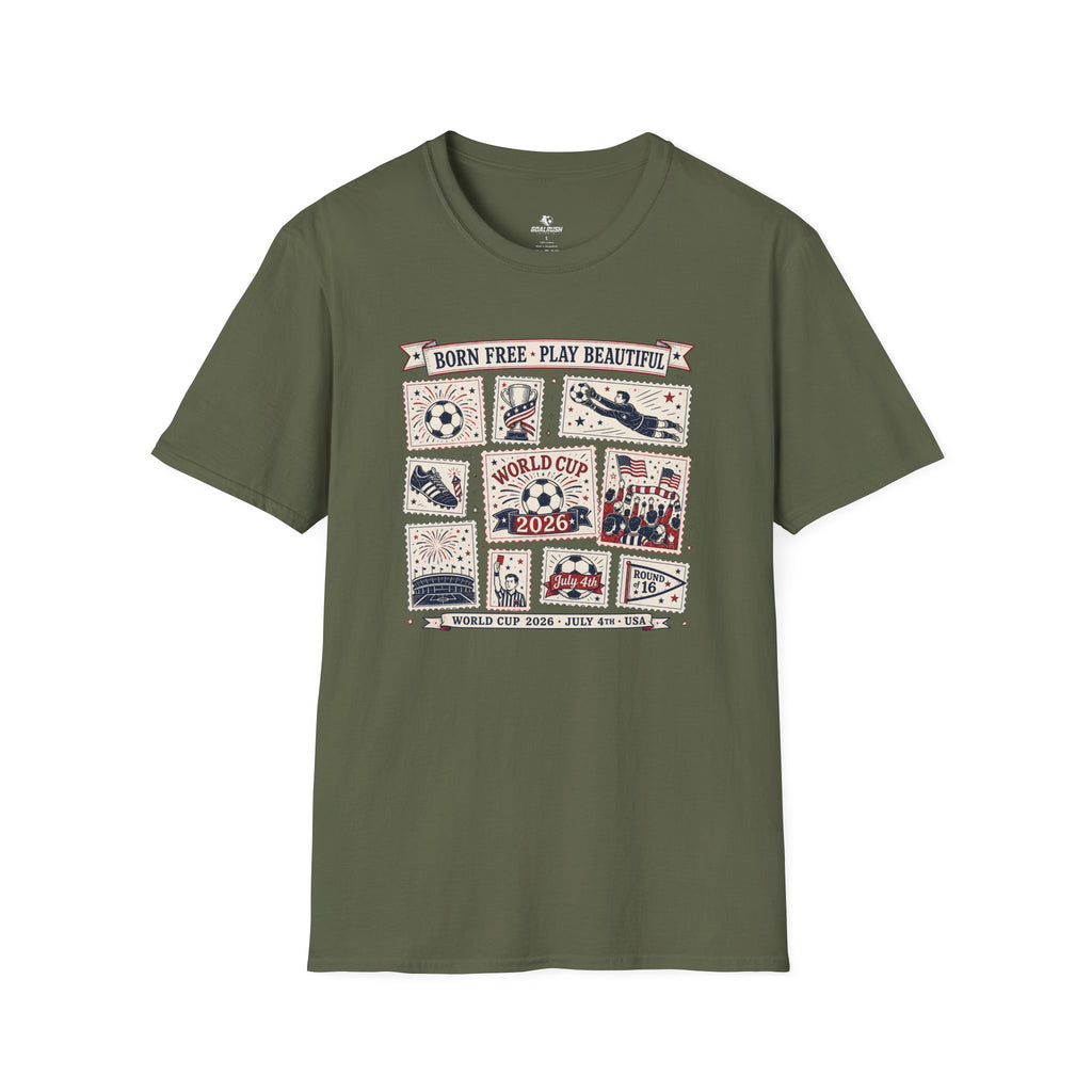 Independence Day - Retro Collage Grid World Cup T-Shirt
