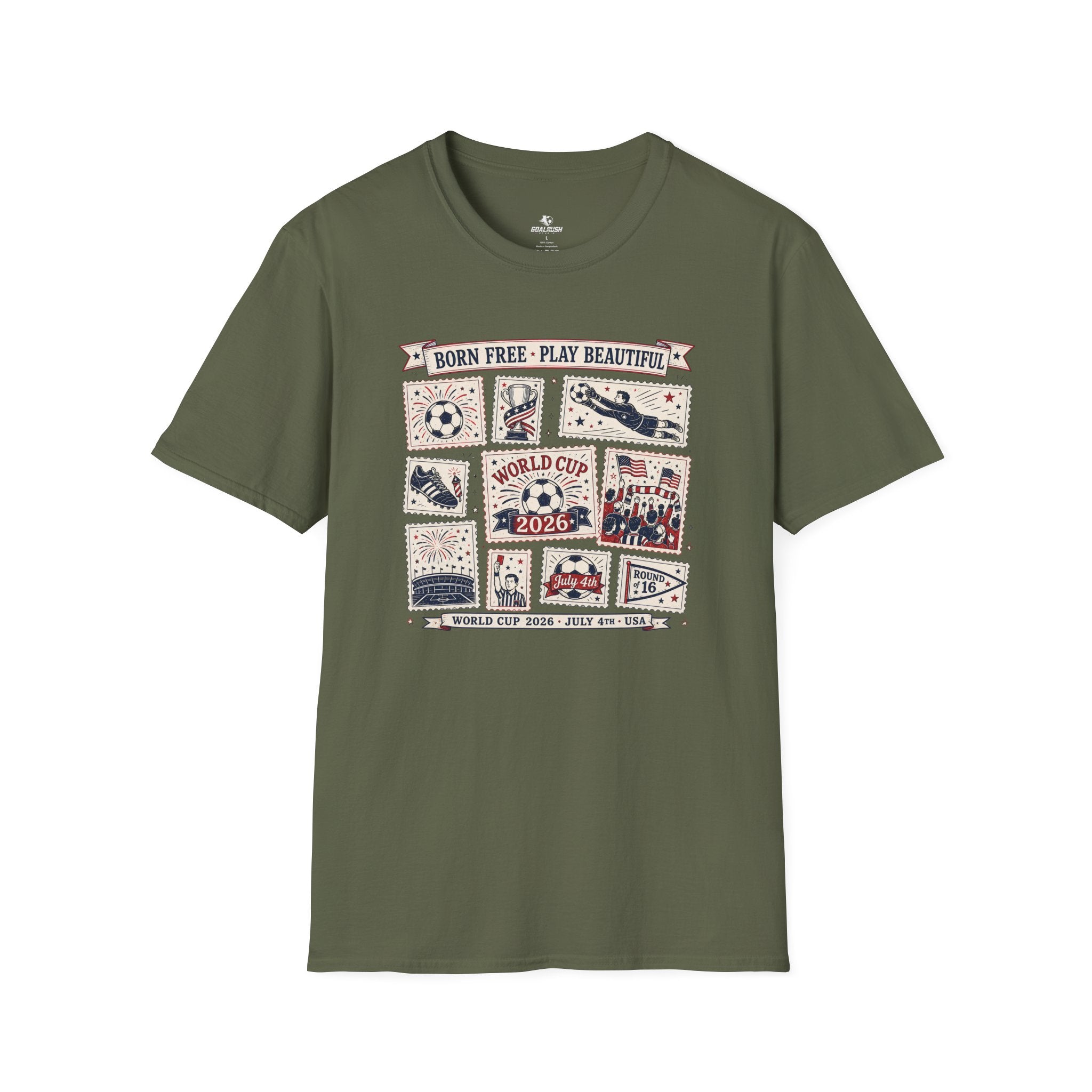 Independence Day - Retro Collage Grid World Cup T-Shirt