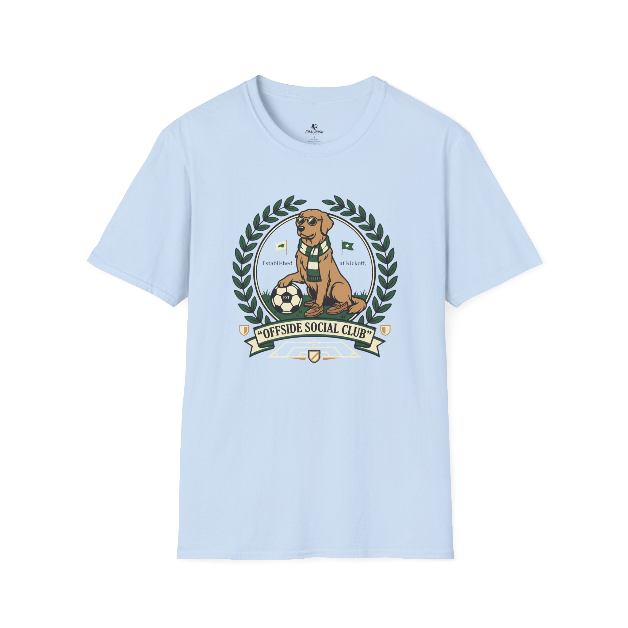 Golden Retriever Offside Social Club Soccer T-Shirt