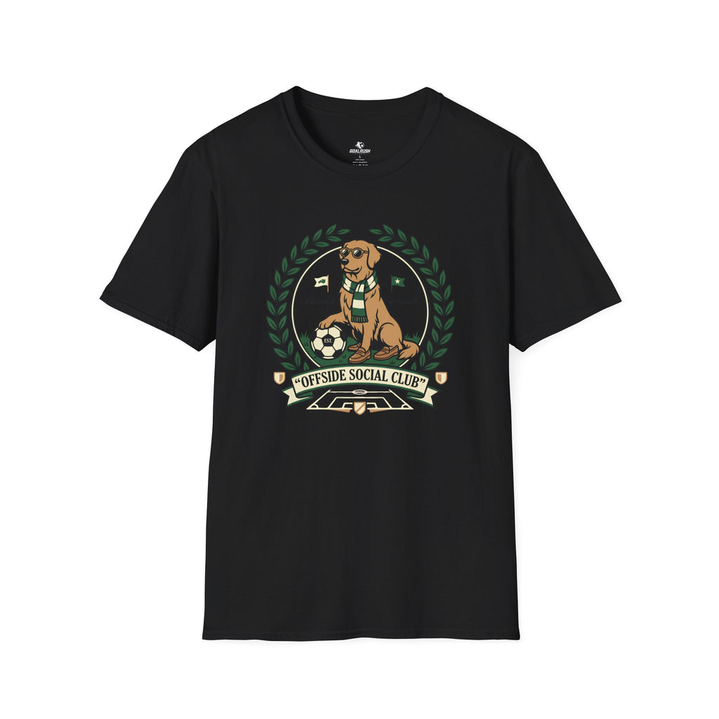 Golden Retriever Offside Social Club Soccer T-Shirt