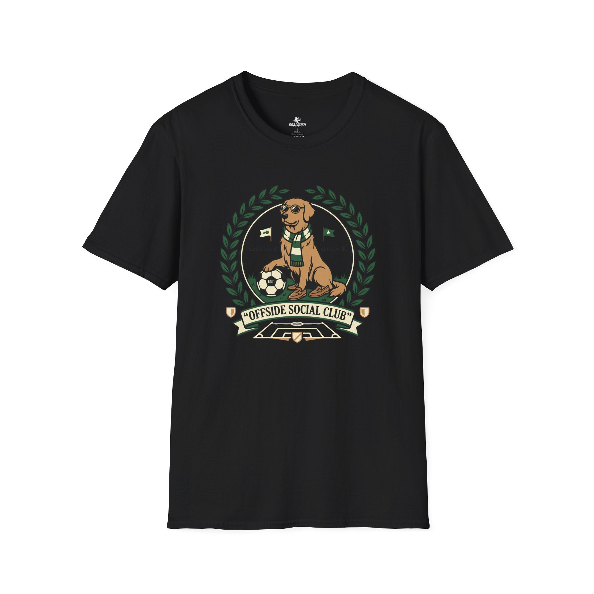 Golden Retriever Offside Social Club Soccer T-Shirt