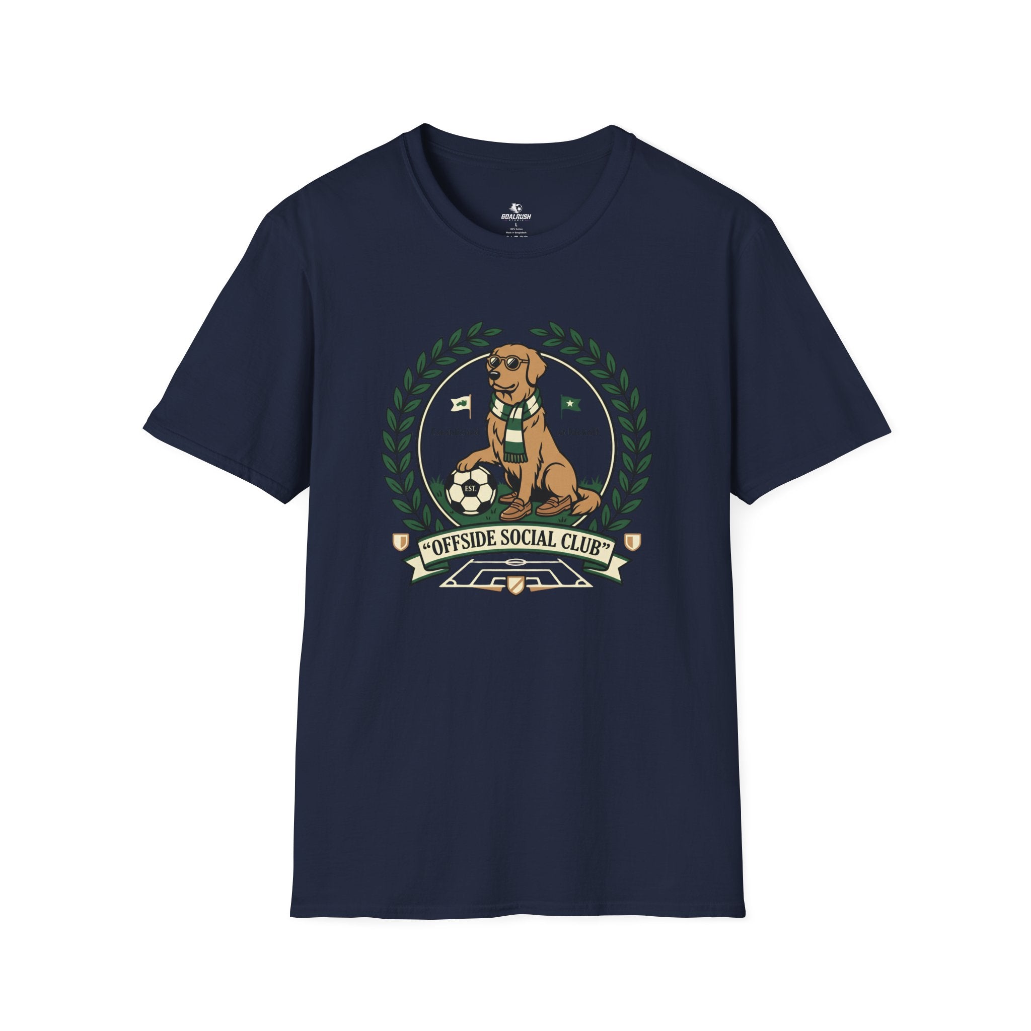 Golden Retriever Offside Social Club Soccer T-Shirt