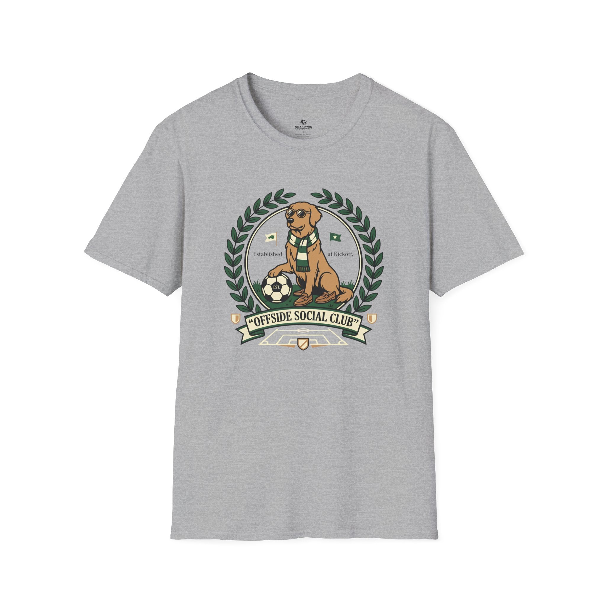 Golden Retriever Offside Social Club Soccer T-Shirt