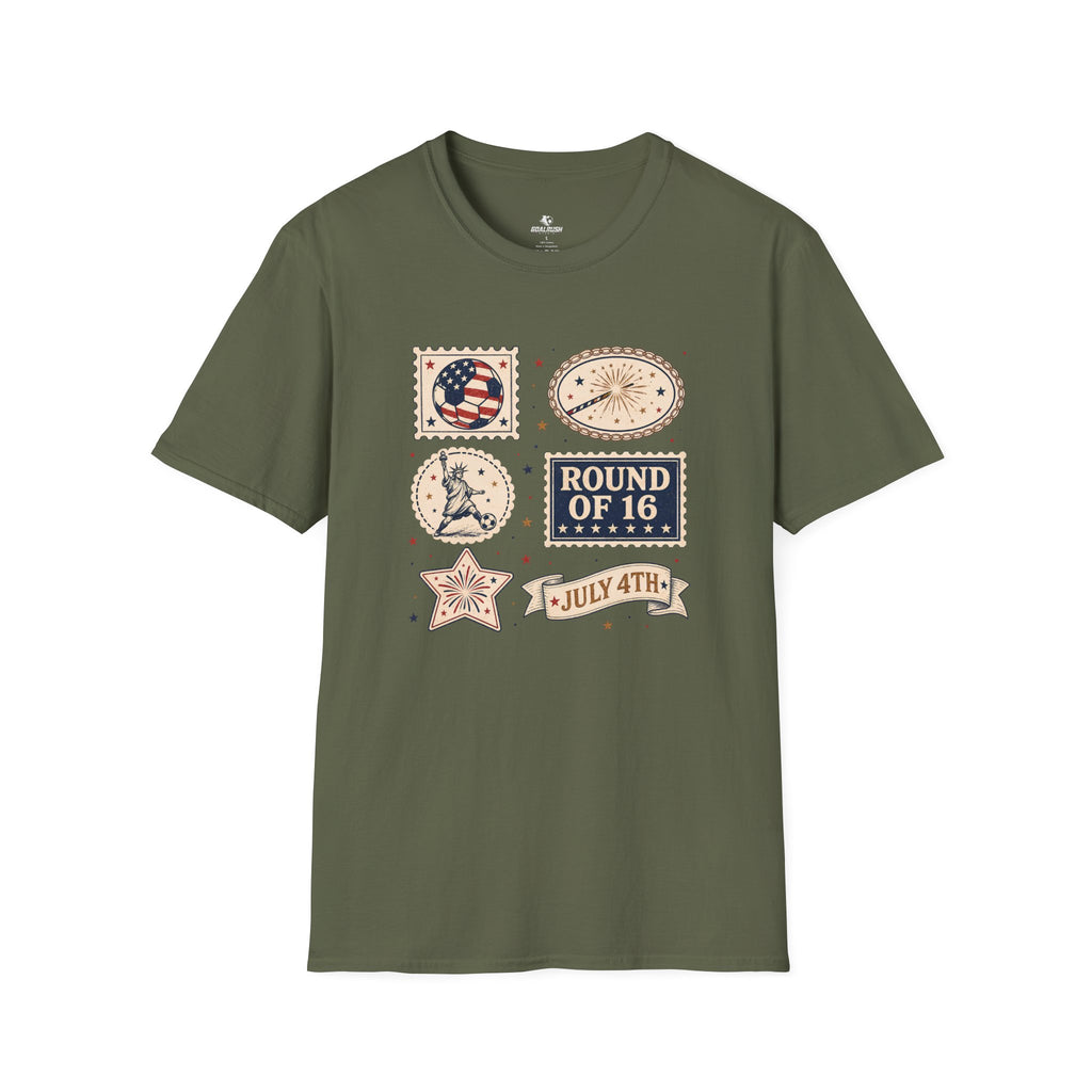 Independence Day - Retro Collage Grid World Cup T-Shirt