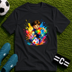 Colourful Cartoon Soccer Boy Graphic T-Shirt