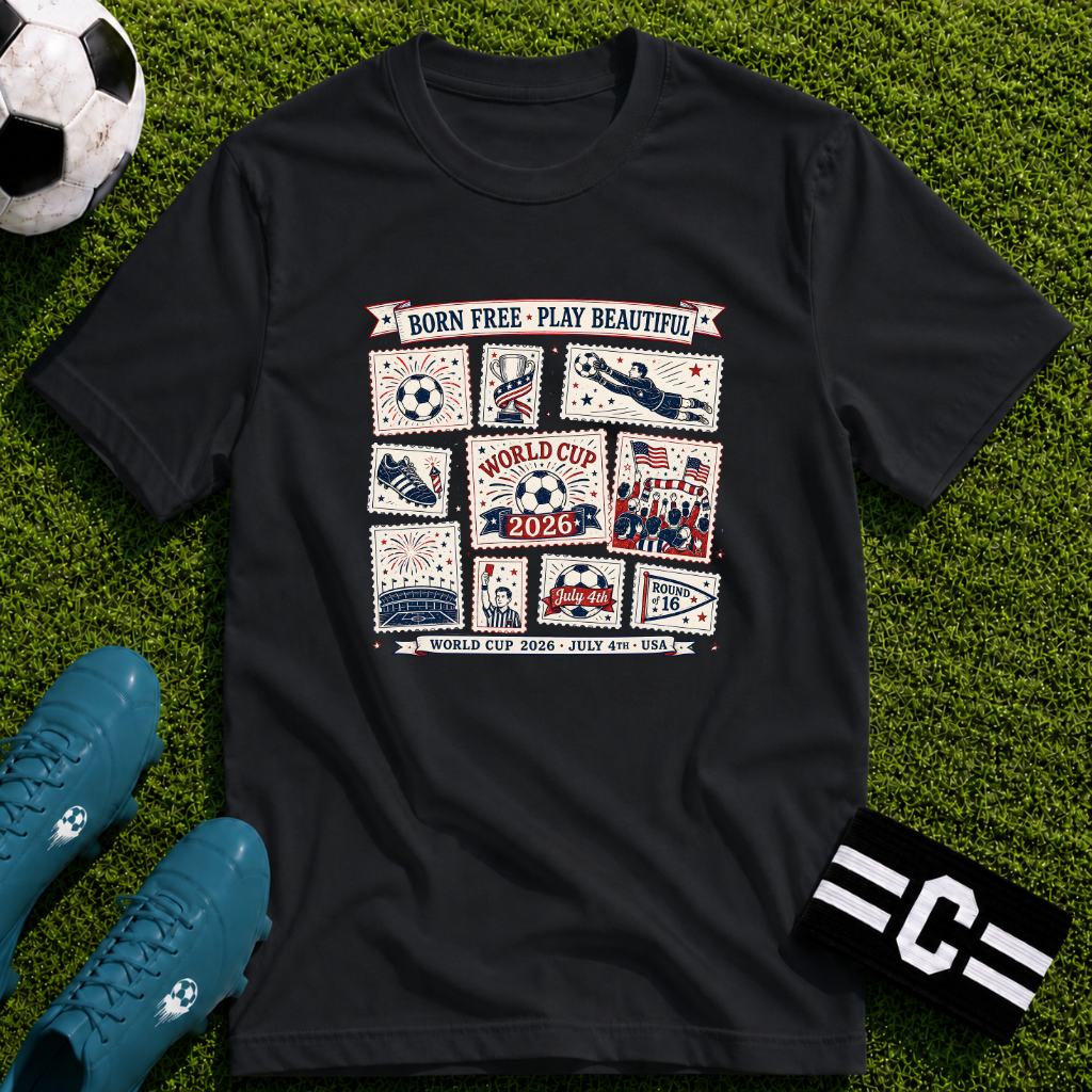 Independence Day - Retro Collage Grid World Cup T-Shirt