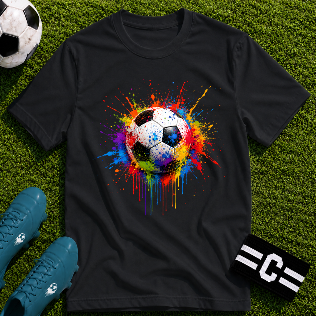 Colour Splash Soccer Ball Graphic T-Shirt