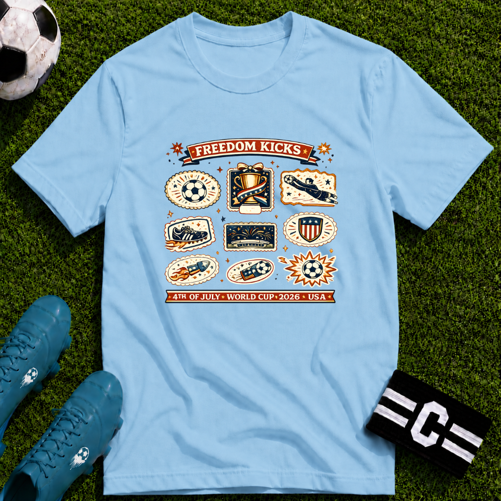 Independence Day - Retro Collage Grid World Cup T-Shirt