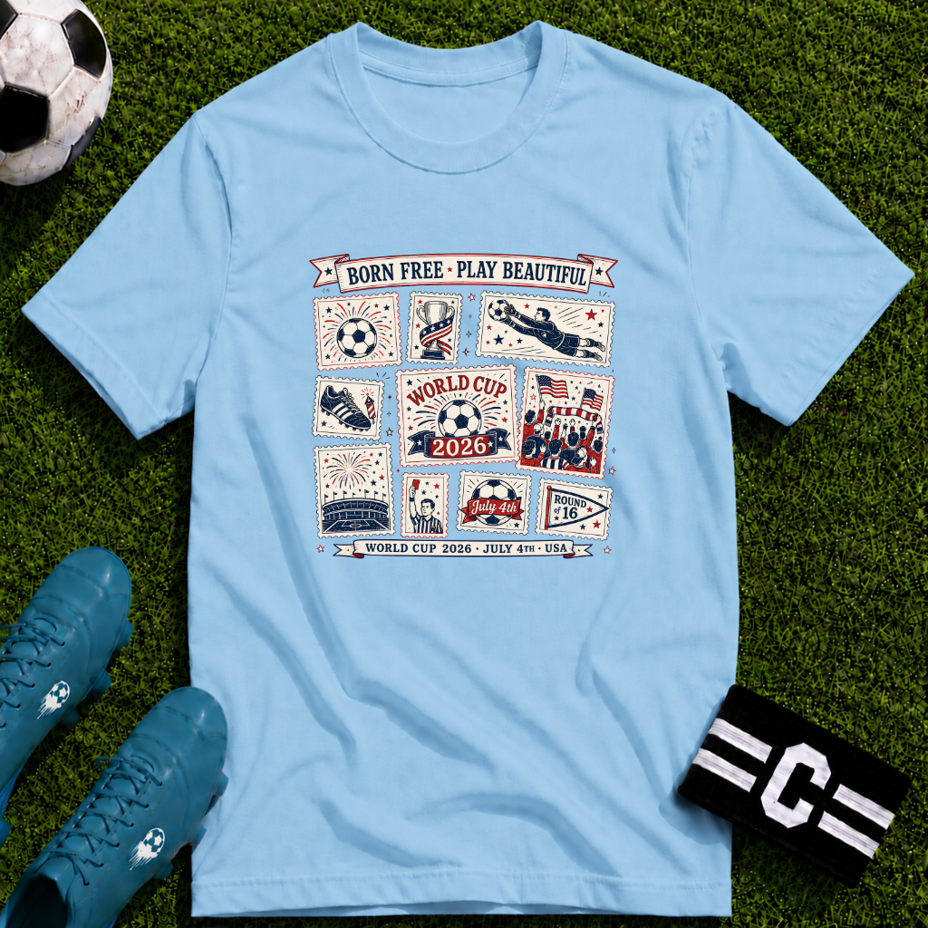 Independence Day - Retro Collage Grid World Cup T-Shirt