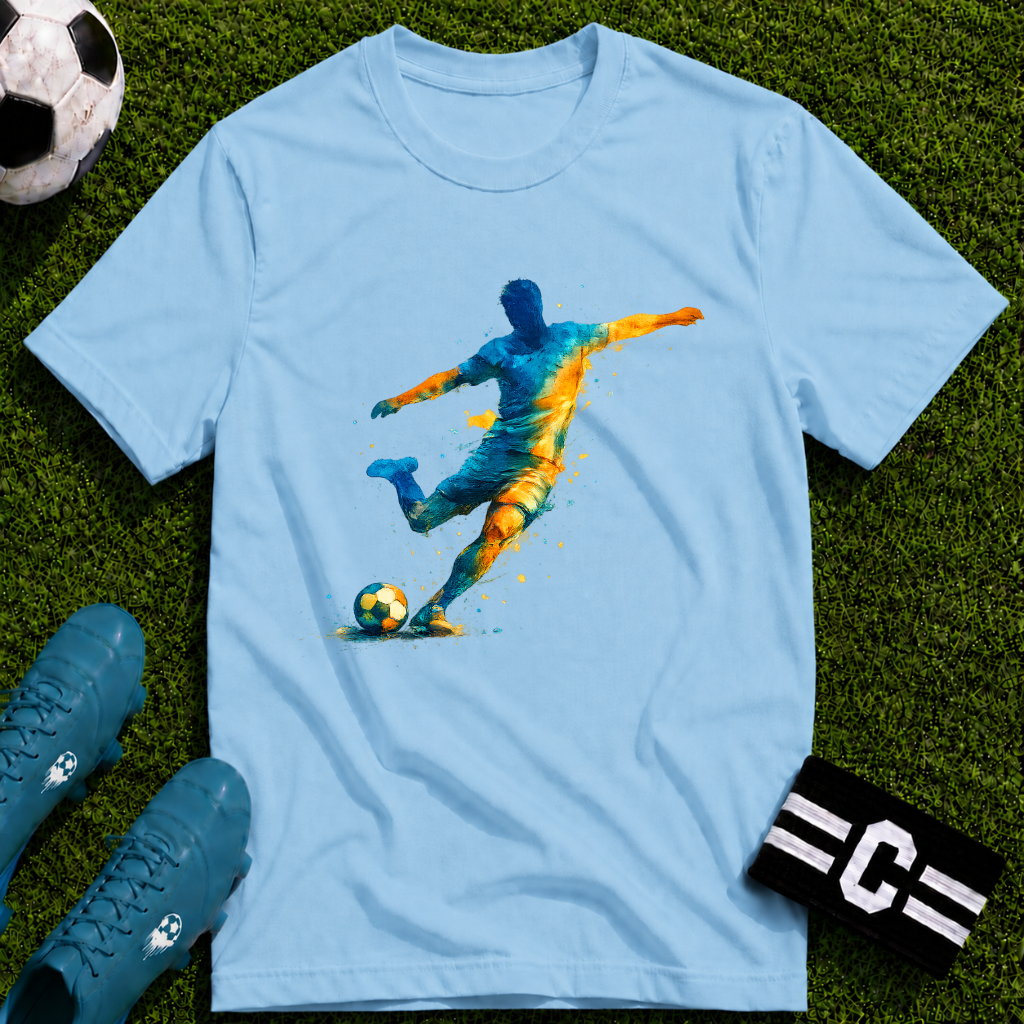 Strike Art Watercolour Soccer Player Graphic T-Shirt