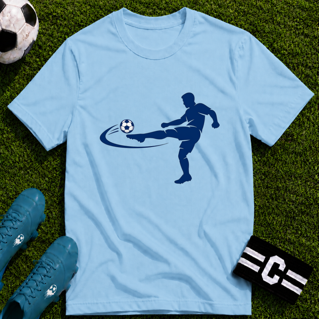 Minimalist Silhouette Strike Soccer Graphic T-Shirt