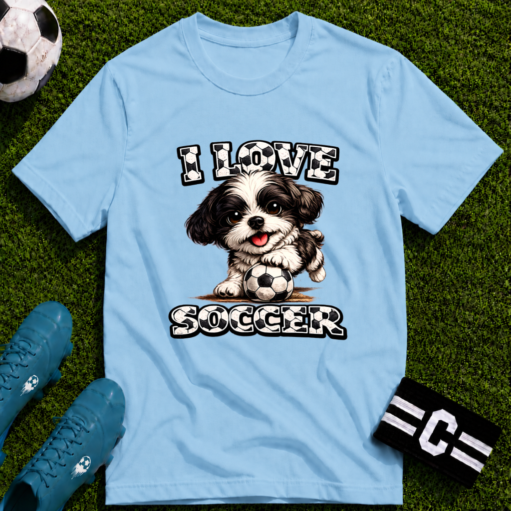Cute Shih Tzu I Love Soccer T-Shirt