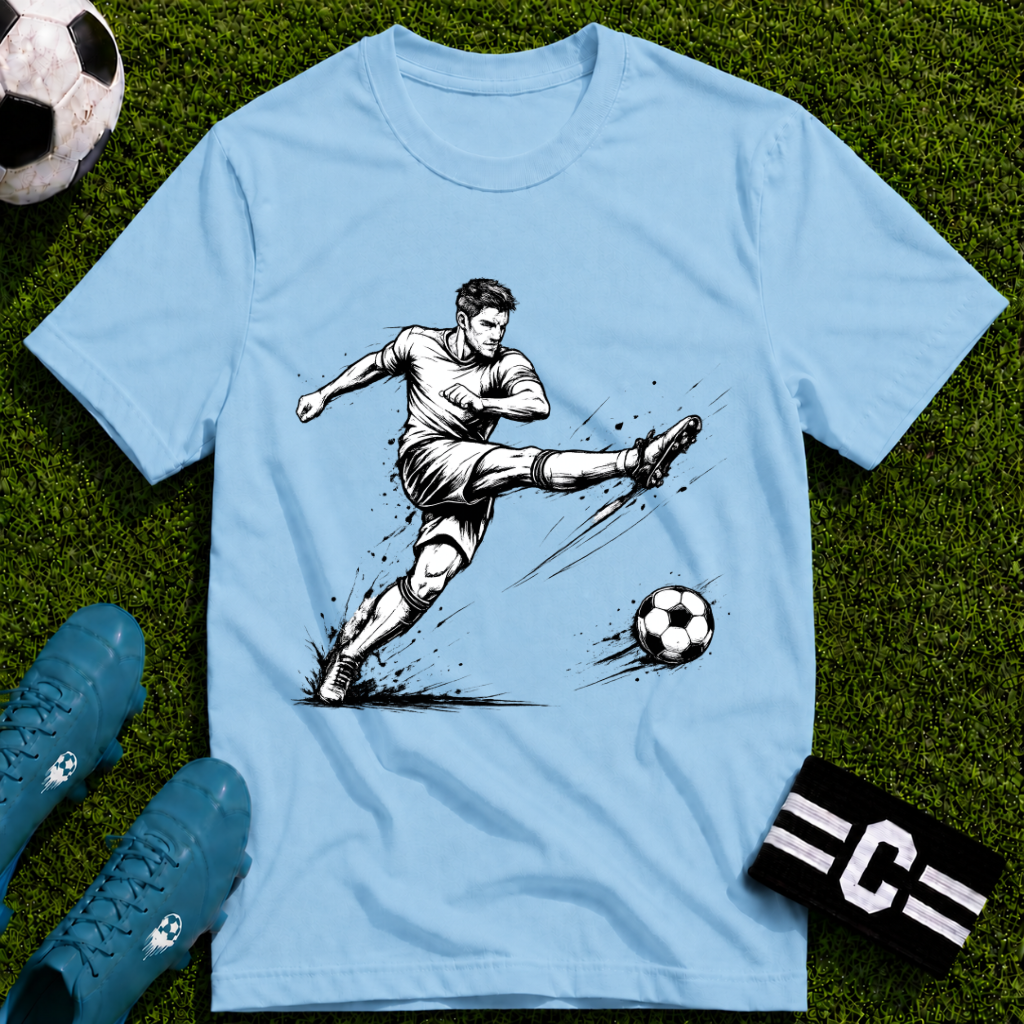 Football Striker Sketch T-Shirt