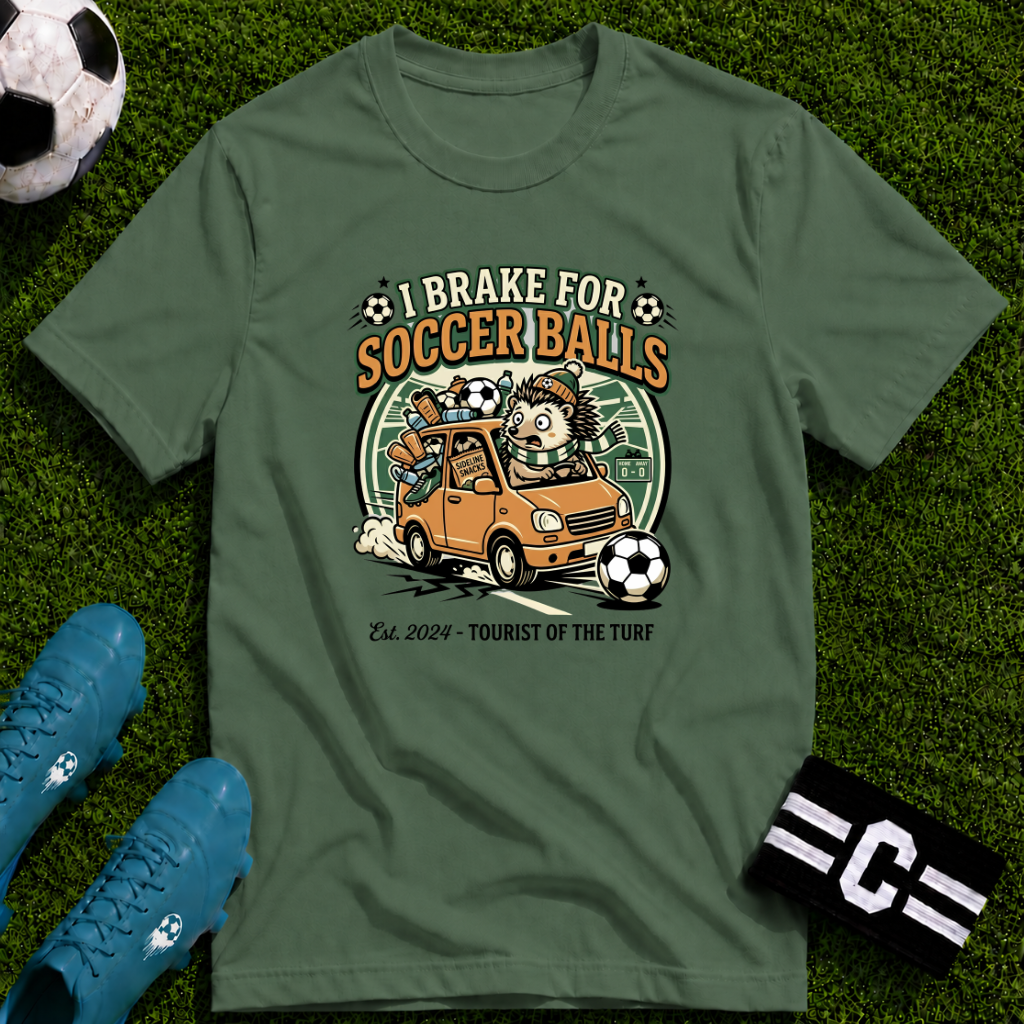 Hedgehog - I Brake for Soccer Balls Funny Soccer T-Shirt