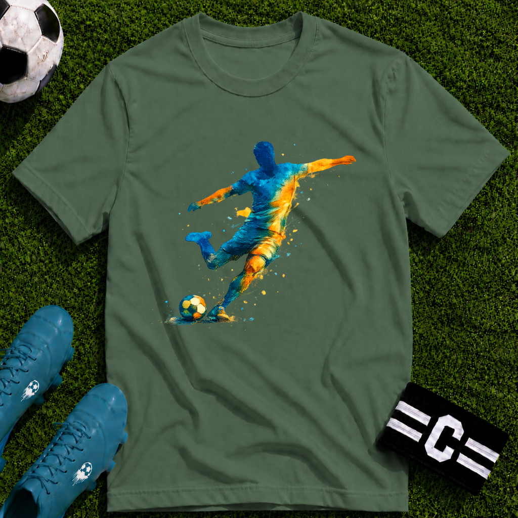 Strike Art Watercolour Soccer Player Graphic T-Shirt
