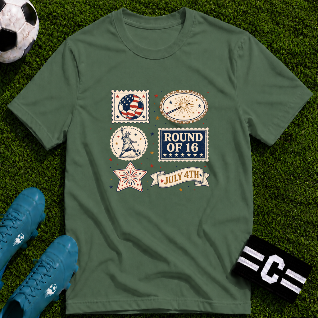 Independence Day - Retro Collage Grid World Cup T-Shirt