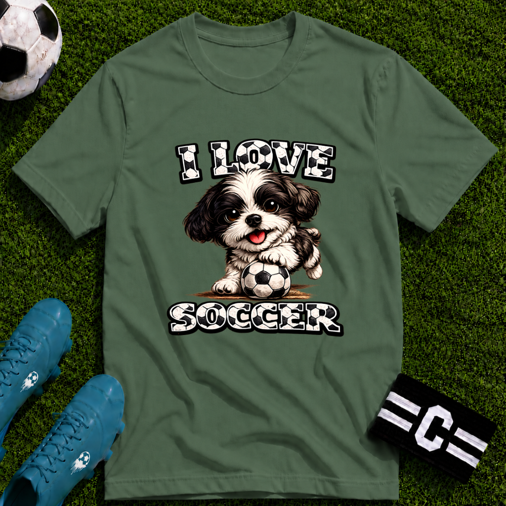 Cute Shih Tzu I Love Soccer T-Shirt