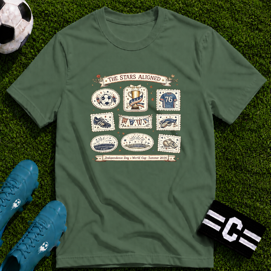 Independence Day - Retro Collage Grid World Cup T-Shirt