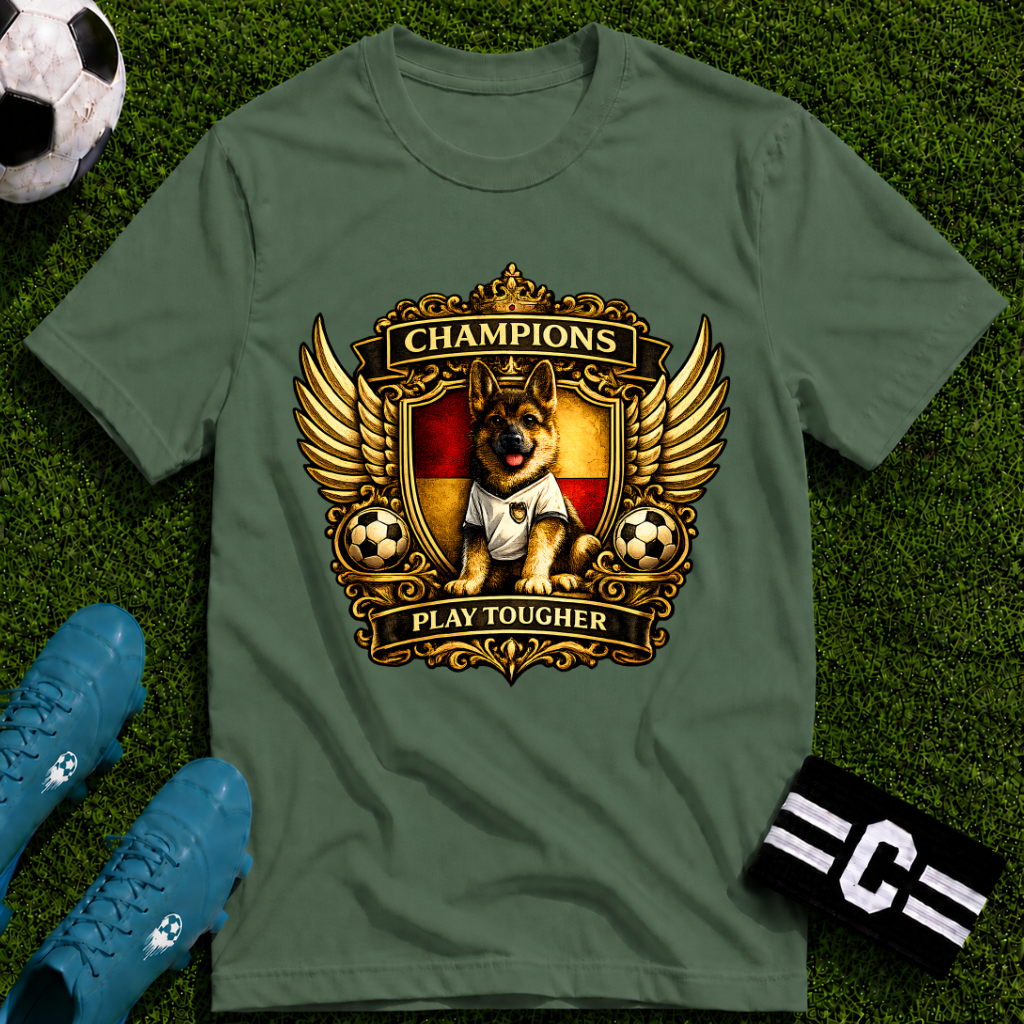 German Shepherd Champions Play Tougher Soccer T-Shirt