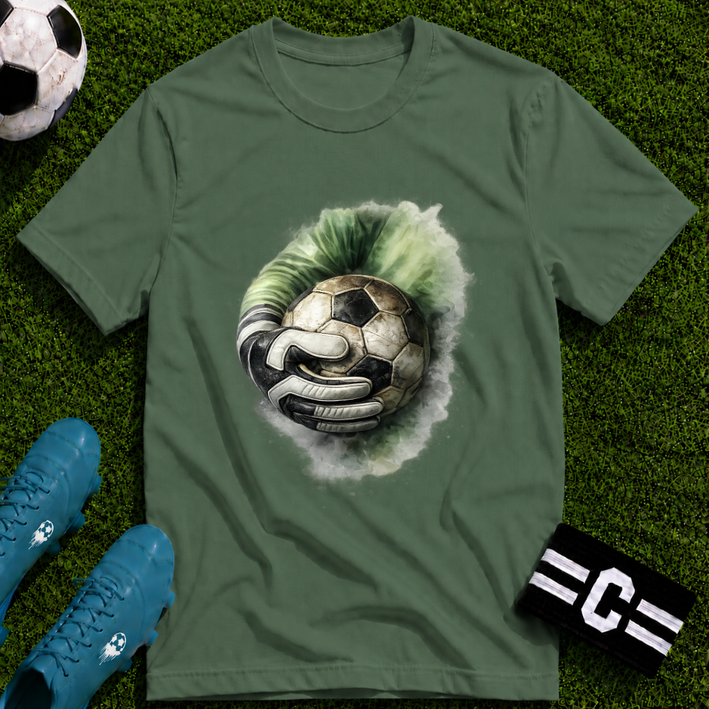 Goalkeeper Glove Soccer Watercolour Graphic T-Shirt