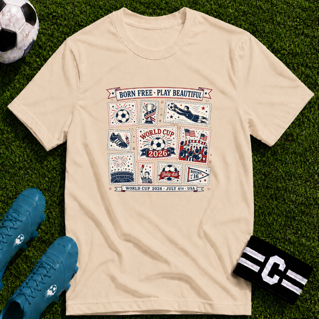 Independence Day - Retro Collage Grid World Cup T-Shirt