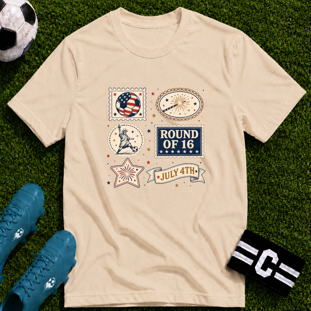 Independence Day - Retro Collage Grid World Cup T-Shirt