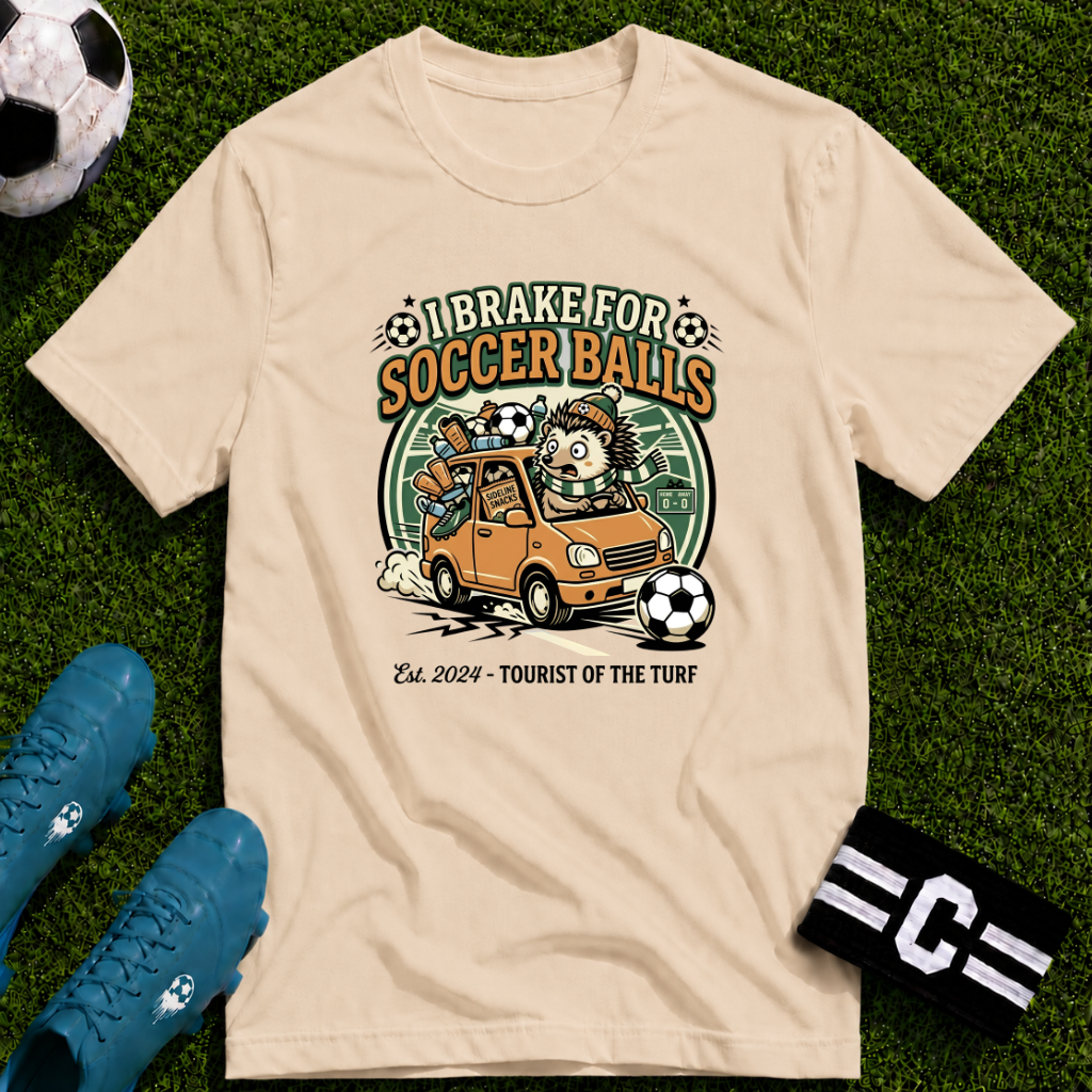 Hedgehog - I Brake for Soccer Balls Funny Soccer T-Shirt