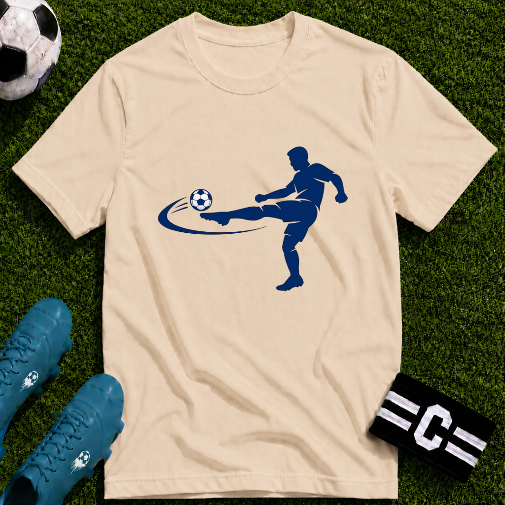 Minimalist Silhouette Strike Soccer Graphic T-Shirt