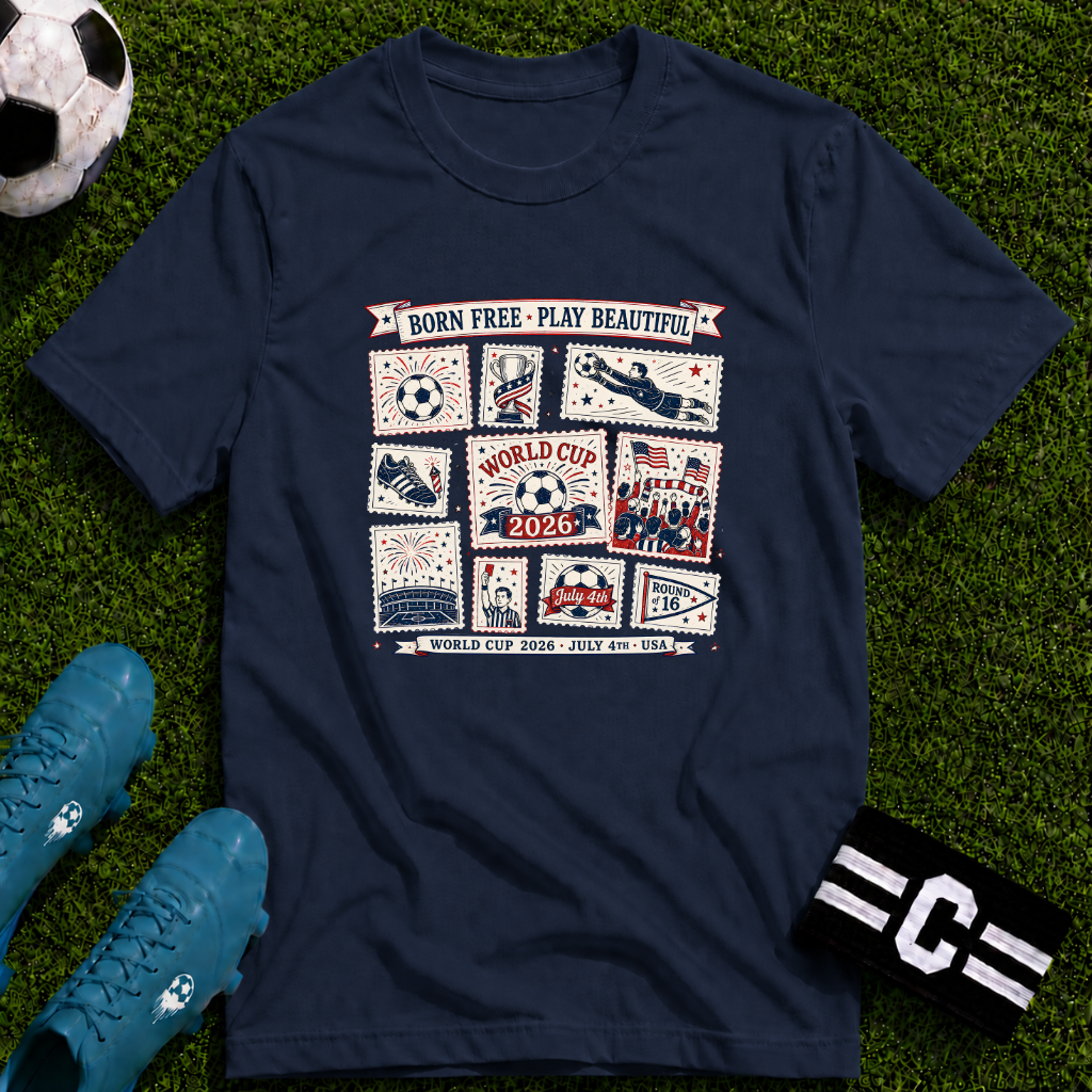 Independence Day - Retro Collage Grid World Cup T-Shirt