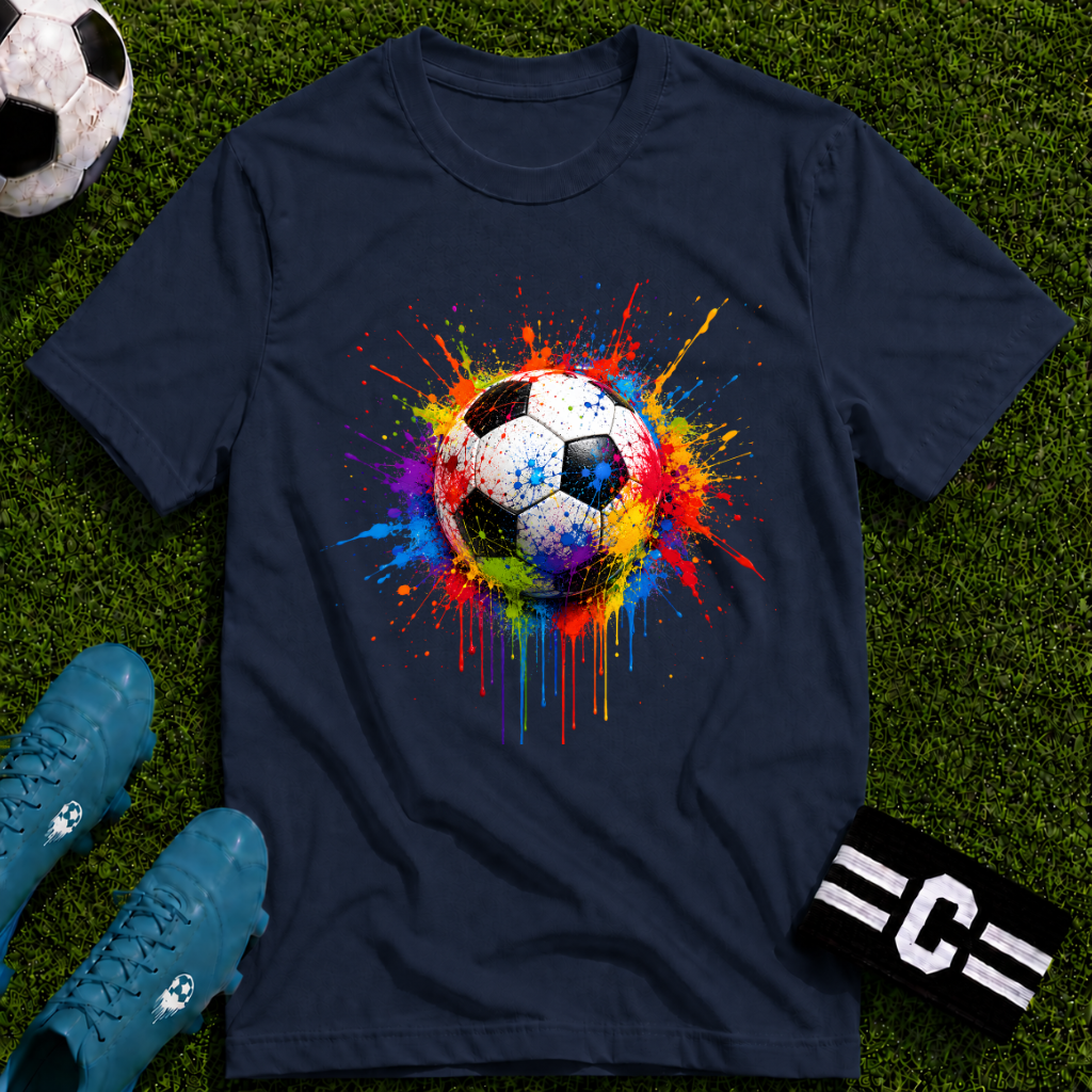 Colour Splash Soccer Ball Graphic T-Shirt