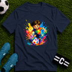 Colourful Cartoon Soccer Boy Graphic T-Shirt
