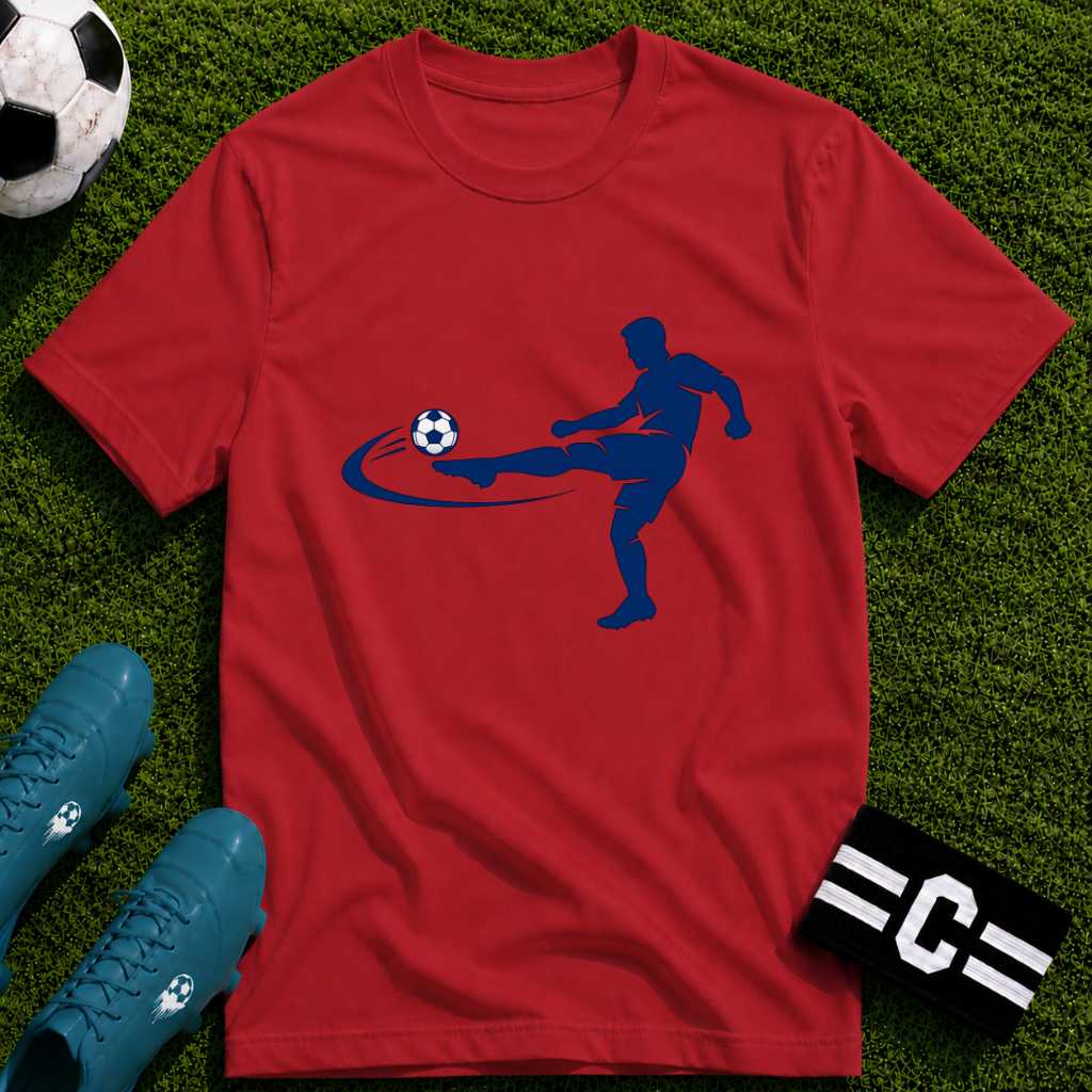 Minimalist Silhouette Strike Soccer Graphic T-Shirt
