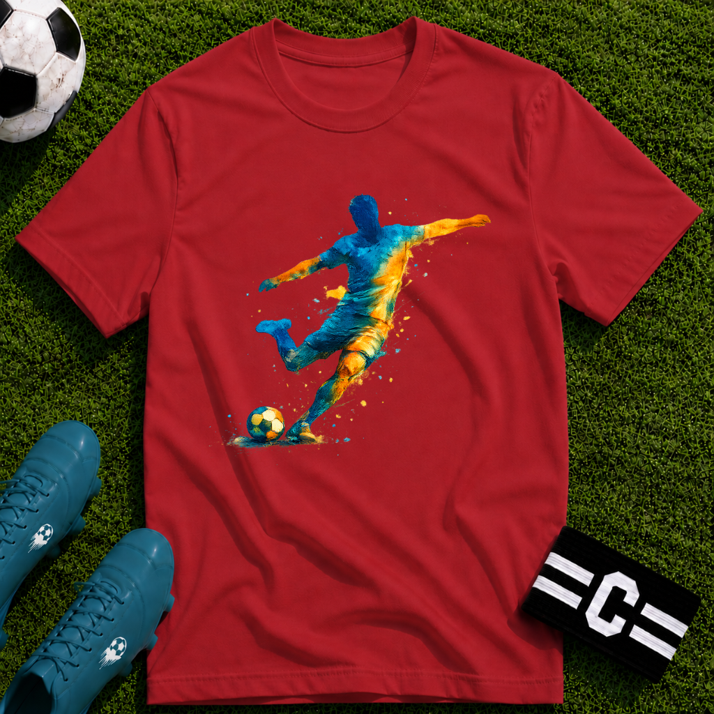 Strike Art Watercolour Soccer Player Graphic T-Shirt