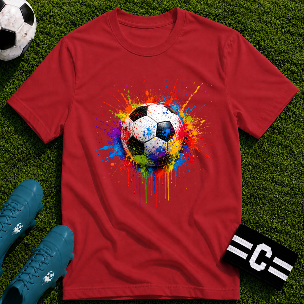 Colour Splash Soccer Ball Graphic T-Shirt